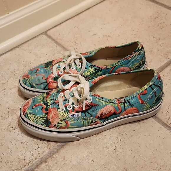 Vans Classic Skater Shoes Blue Green w/ Flamingos Men's 6.5 Women's 8 - Picture 2 of 8